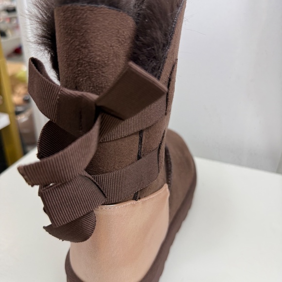 Women BOOTS WITH BOW fur line 2060 brown - Picture 5 of 6